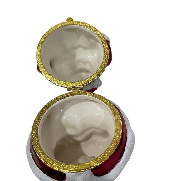 Christopher Radko Hand Blown7 1/2 in Hinged Candy Trinket Box Santa Painting - Picture 4 of 8